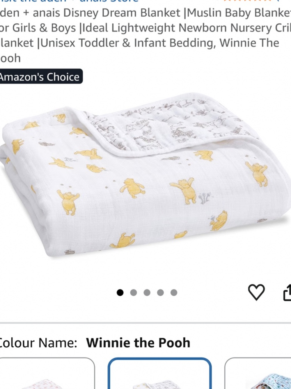 Aden and Anis Disney Winnie the Pooh Muslin Cotton Blanket